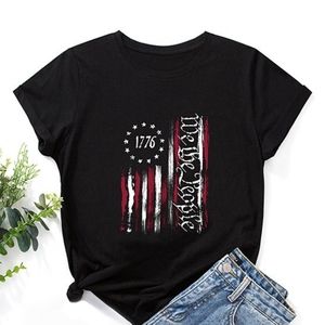 Black & Red '1776 We The People'Retro Flag Tee